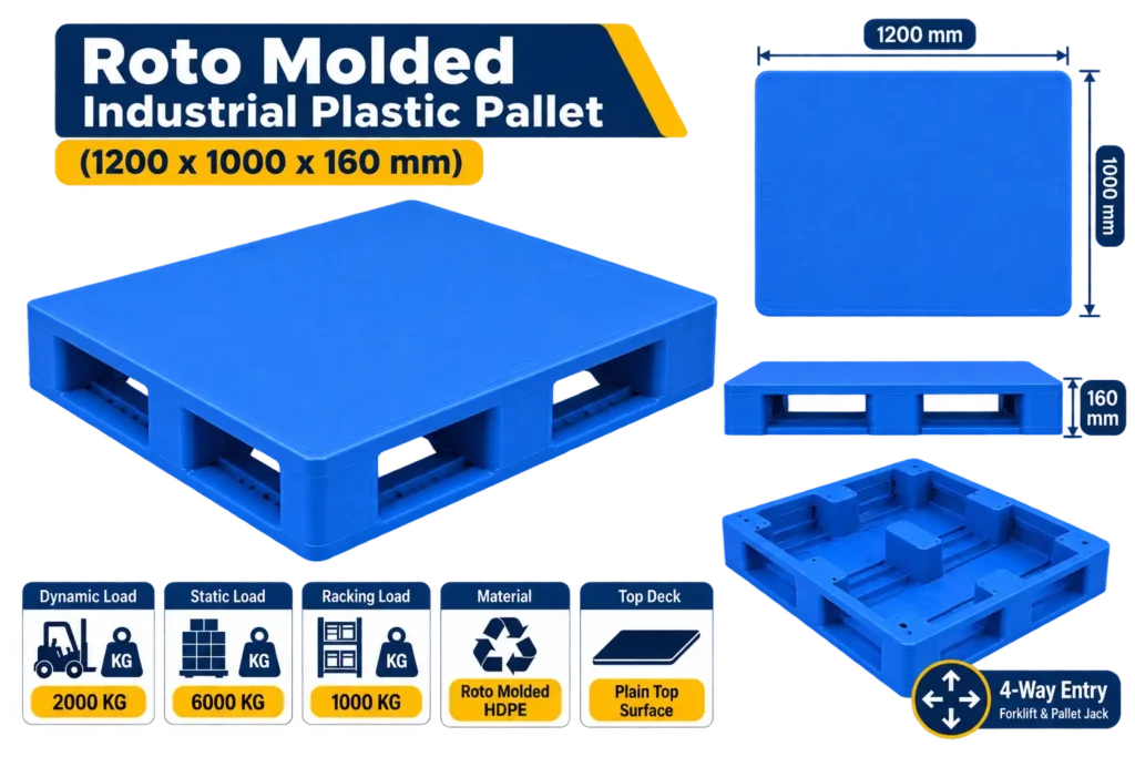 roto molded industrial plastic pallet seamless one piece polypropylene